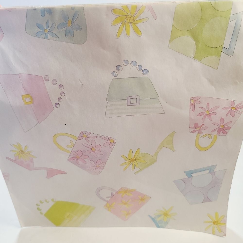 Vintage 90s Fashionista Shoes Purse Stylish Pastel Gift Wrap